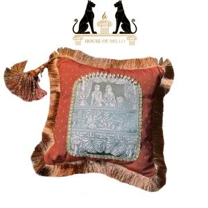 Elegant Accent Pillow - Portal Pillow- Rust and Gold -Luxurious- We Entered Time